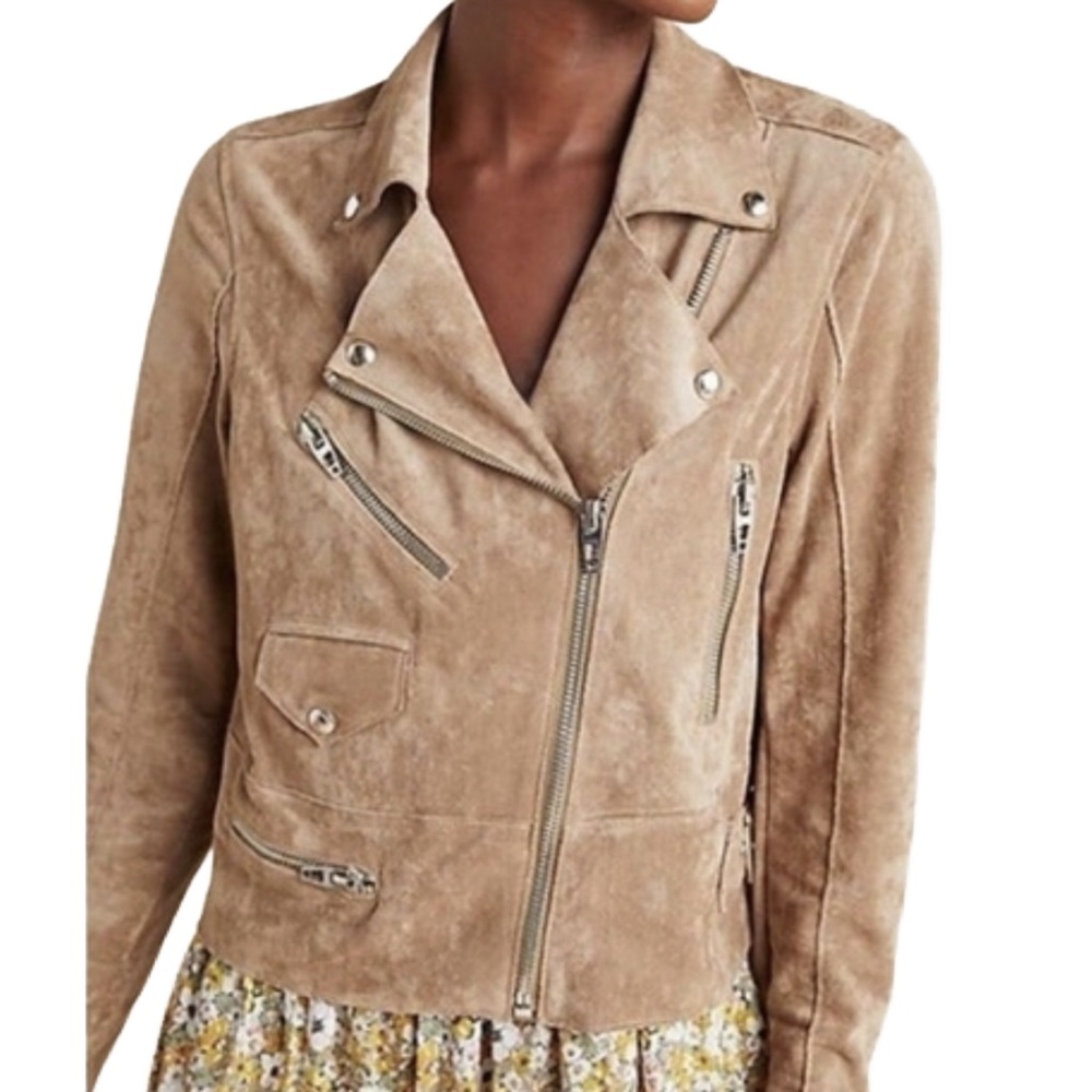 BlankNYC Tan Faux Suede Moto Jacket Womens SP Petite